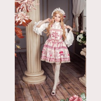 Souffle Song rose valley cherry deer lolita suspender skirt